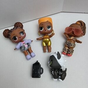 LOL Surprise Dolls Lot 3 Dolls Pet Accessories Outfits‎ Various Hair